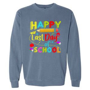 Happy Last Day Of School Hello Summer Teacher Student Garment-Dyed Sweatshirt