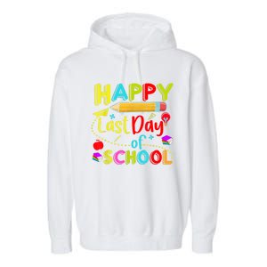 Happy Last Day Of School Hello Summer Teacher Student Garment-Dyed Fleece Hoodie