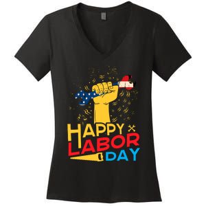 Happy Labor Day Celebration Graphic Women's V-Neck T-Shirt