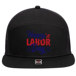 Happy Labor Day Celebration Graphic 7 Panel Mesh Trucker Snapback Hat