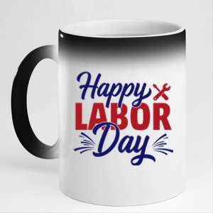 Happy Labor Day Celebration Graphic 11oz Black Color Changing Mug