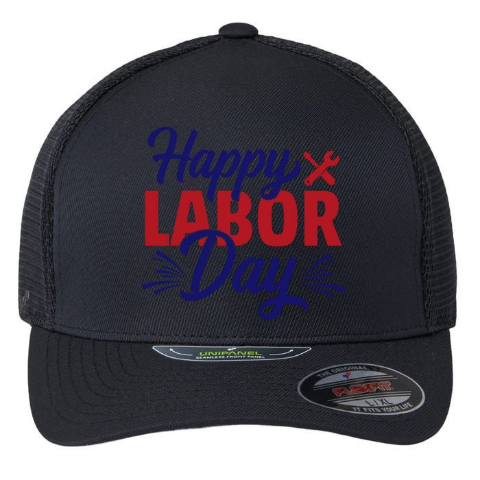 Happy Labor Day Celebration Graphic Flexfit Unipanel Trucker Cap