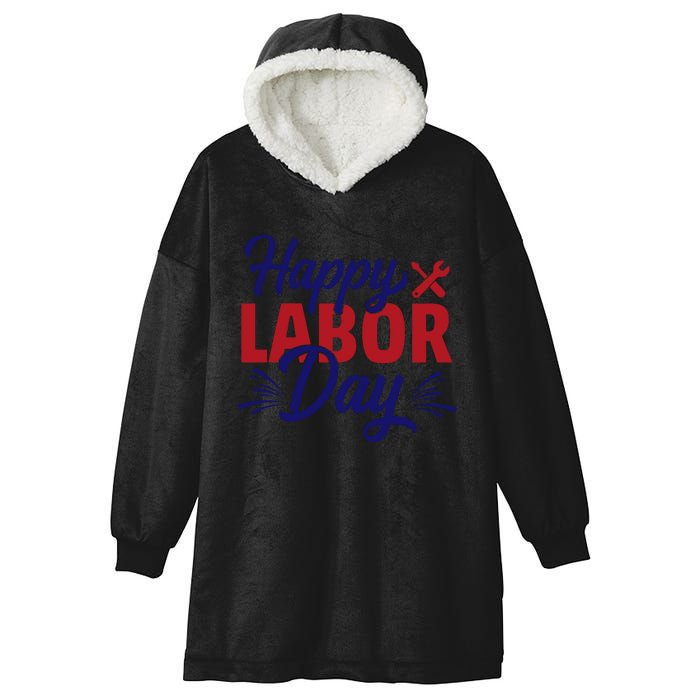 Happy Labor Day Celebration Graphic Hooded Wearable Blanket