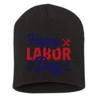 Happy Labor Day Celebration Graphic Short Acrylic Beanie