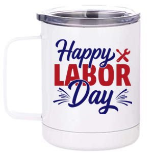 Happy Labor Day Celebration Graphic 12 oz Stainless Steel Tumbler Cup