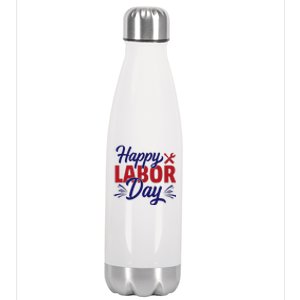 Happy Labor Day Celebration Graphic Stainless Steel Insulated Water Bottle