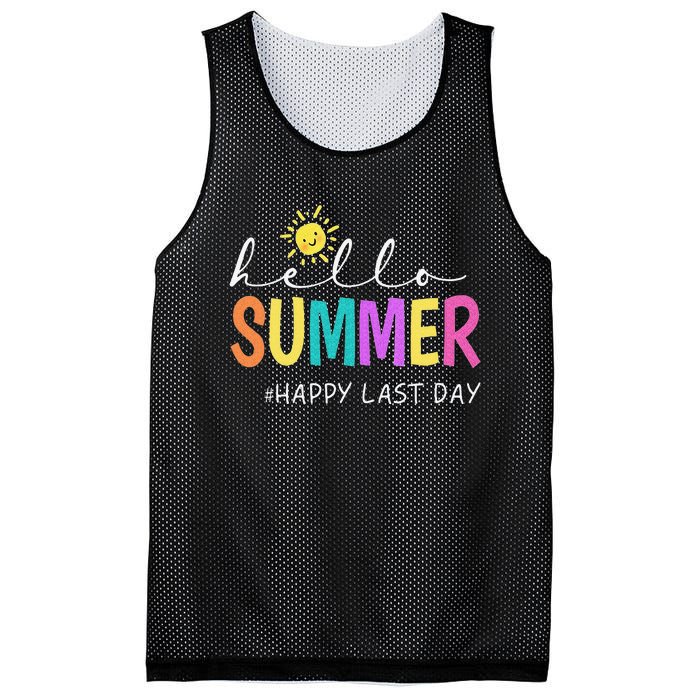 Happy Last Day of School Teacher Student Hello Summer Gifts Mesh Reversible Basketball Jersey Tank