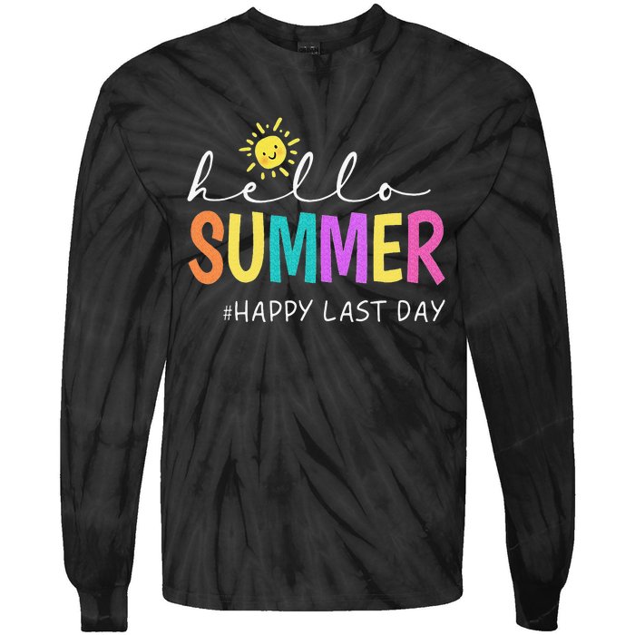 Happy Last Day of School Teacher Student Hello Summer Gifts Tie-Dye Long Sleeve Shirt