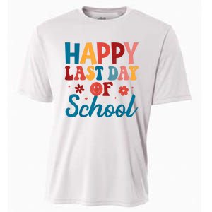 Happy Last Day Of School Hello Summer Teacher Student Cooling Performance Crew T-Shirt