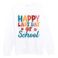 Happy Last Day Of School Hello Summer Teacher Student Premium Crewneck Sweatshirt