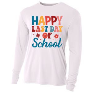 Happy Last Day Of School Hello Summer Teacher Student Cooling Performance Long Sleeve Crew