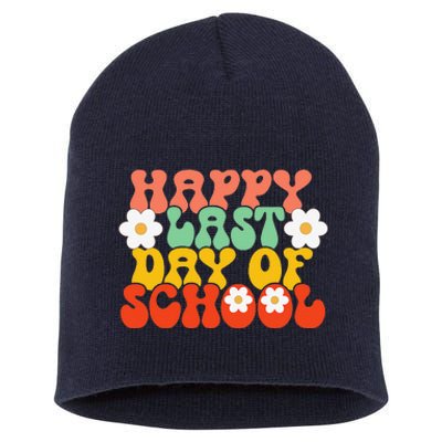 Happy Last Day Of School Graduation Teacher Students Groovy Short Acrylic Beanie