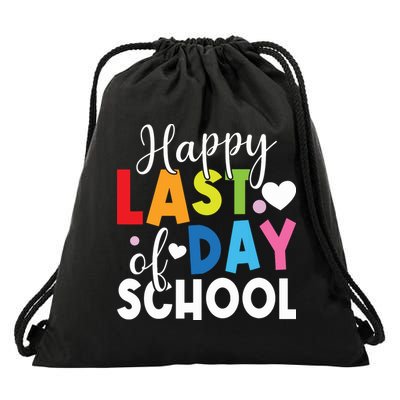 Happy Last Day Of School Teacher Student Graduation Drawstring Bag