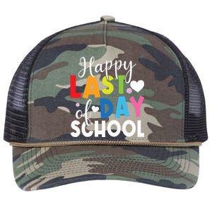 Happy Last Day Of School Teacher Student Graduation Retro Rope Trucker Hat Cap