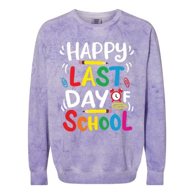 Happy Last Day Of School Teacher Student Graduation Colorblast Crewneck Sweatshirt