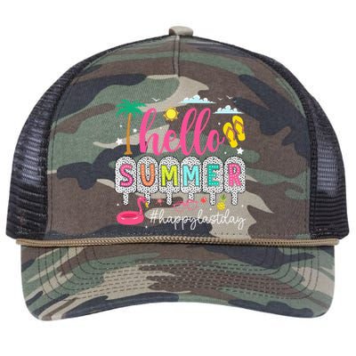 Happy Last Day Of School Teacher Retro Rope Trucker Hat Cap