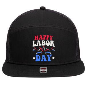 Happy Labor Day Gift 7 Panel Mesh Trucker Snapback Hat