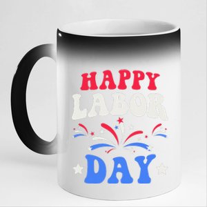 Happy Labor Day Gift 11oz Black Color Changing Mug