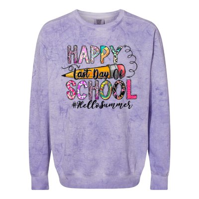 Happy Last Day Of School Hello Summer Teacher Student Colorblast Crewneck Sweatshirt