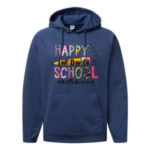 Happy Last Day Of School Hello Summer Teacher Student Performance Fleece Hoodie