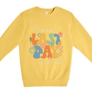 Happy Last Day Of School Graduation Groovy Teacher Student Premium Crewneck Sweatshirt