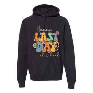 Happy Last Day Of School Graduation Groovy Teacher Student Premium Hoodie