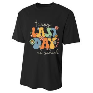 Happy Last Day Of School Graduation Groovy Teacher Student Performance Sprint T-Shirt