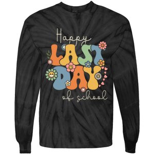 Happy Last Day Of School Graduation Groovy Teacher Student Tie-Dye Long Sleeve Shirt