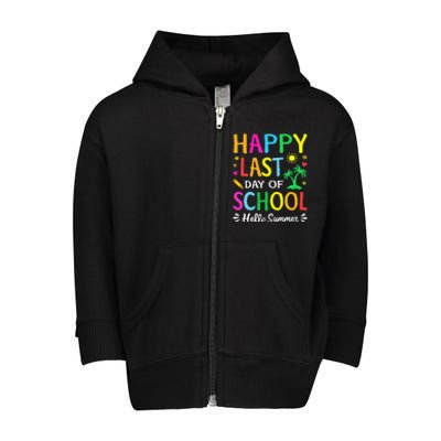 Happy Last Day Of School Hello Summer Teacher Student Toddler Zip Fleece Hoodie