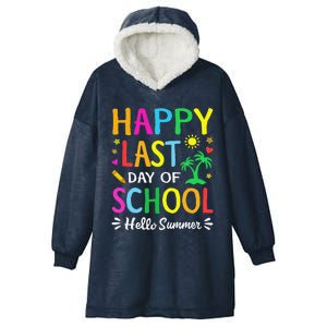 Happy Last Day Of School Hello Summer Teacher Student Hooded Wearable Blanket