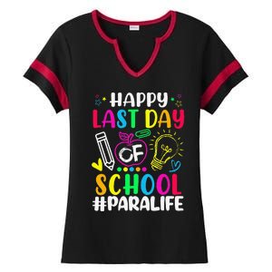 Happy Last Day Of School Para Life Teacher Lover Summer Ladies Halftime Notch Neck Tee