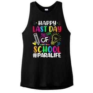 Happy Last Day Of School Para Life Teacher Lover Summer Ladies PosiCharge Tri-Blend Wicking Tank