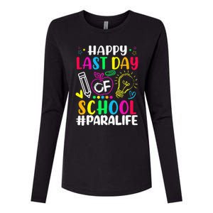 Happy Last Day Of School Para Life Teacher Lover Summer Womens Cotton Relaxed Long Sleeve T-Shirt