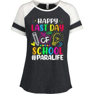 Happy Last Day Of School Para Life Teacher Lover Summer Enza Ladies Jersey Colorblock Tee