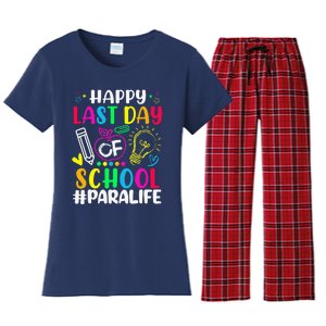 Happy Last Day Of School Para Life Teacher Lover Summer Women's Flannel Pajama Set