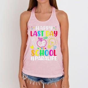 Happy Last Day Of School Para Life Teacher Lover Summer Women's Knotted Racerback Tank