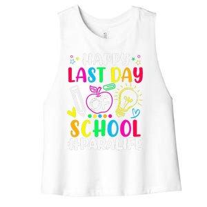 Happy Last Day Of School Para Life Teacher Lover Summer Women's Racerback Cropped Tank