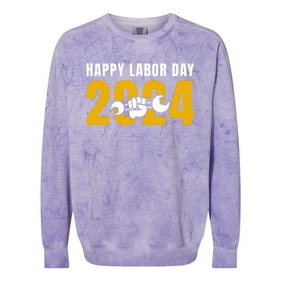 Happy Labor Day 2024 Celebration Graphic Colorblast Crewneck Sweatshirt