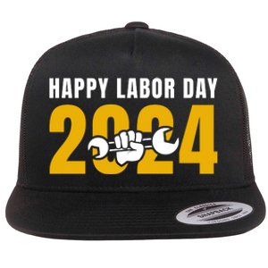 Happy Labor Day 2024 Celebration Graphic Flat Bill Trucker Hat