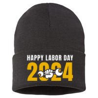 Happy Labor Day 2024 Celebration Graphic Sustainable Knit Beanie