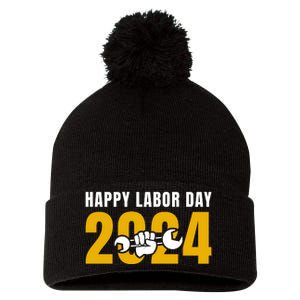 Happy Labor Day 2024 Celebration Graphic Pom Pom 12in Knit Beanie