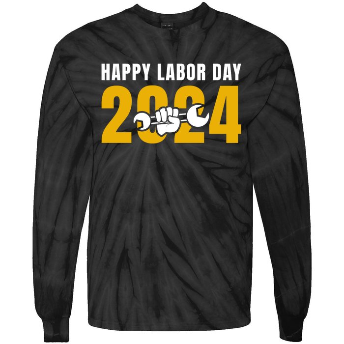 Happy Labor Day 2024 Celebration Graphic Tie-Dye Long Sleeve Shirt