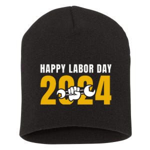 Happy Labor Day 2024 Celebration Graphic Short Acrylic Beanie