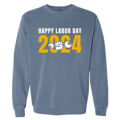 Happy Labor Day 2024 Celebration Graphic Garment-Dyed Sweatshirt