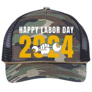 Happy Labor Day 2024 Celebration Graphic Retro Rope Trucker Hat Cap