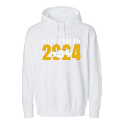 Happy Labor Day 2024 Celebration Graphic Garment-Dyed Fleece Hoodie