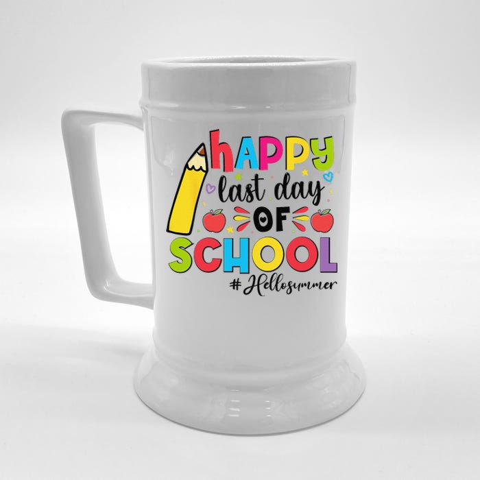 Happy Last Day Of School Hello Summer Teacher Student Beer Stein