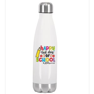 Happy Last Day Of School Hello Summer Teacher Student Stainless Steel Insulated Water Bottle