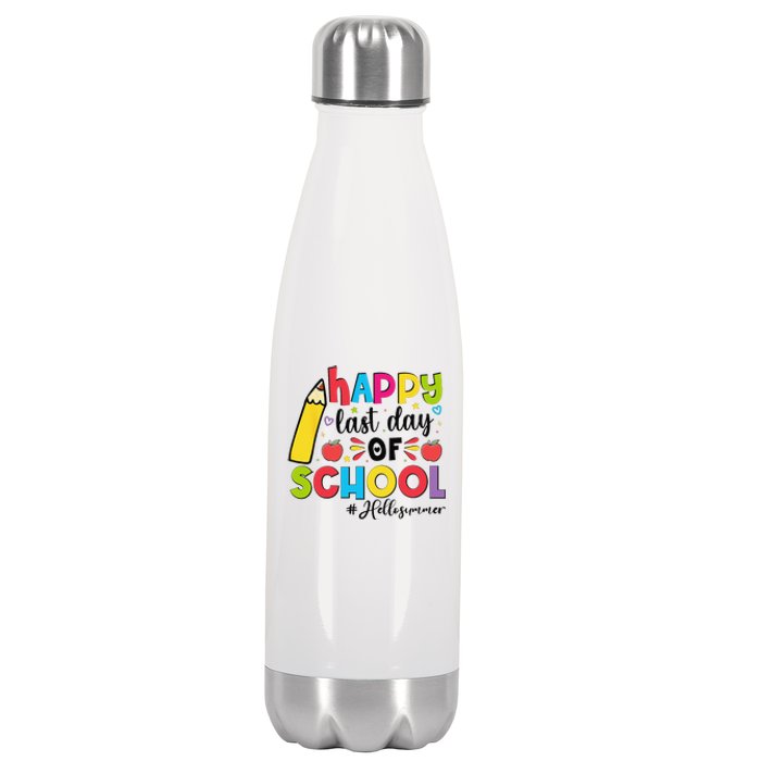 Happy Last Day Of School Hello Summer Teacher Student Stainless Steel Insulated Water Bottle