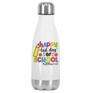 Happy Last Day Of School Hello Summer Teacher Student Stainless Steel Insulated Water Bottle